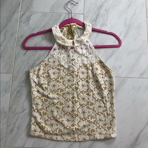 Lace stylish collared top